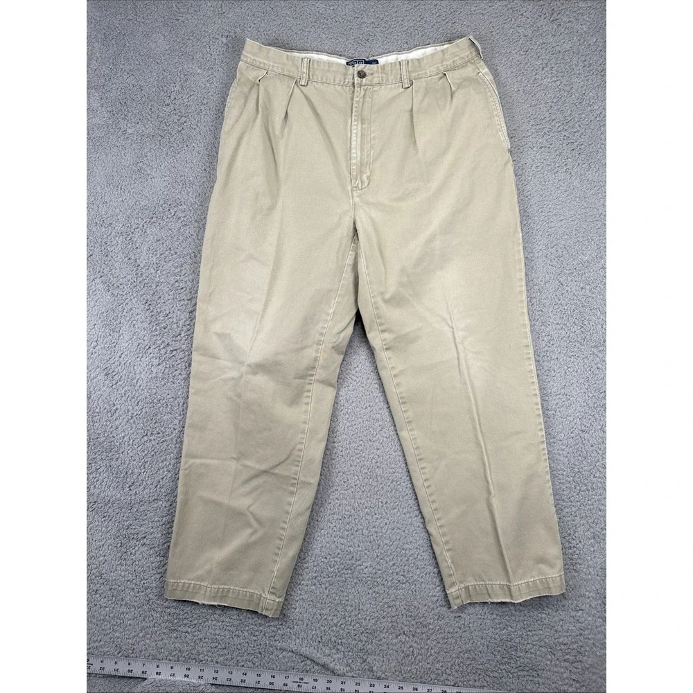 Polo Ralph Lauren Andrew Pants Mens 36x30‎ Khaki Pleated Classic Fit